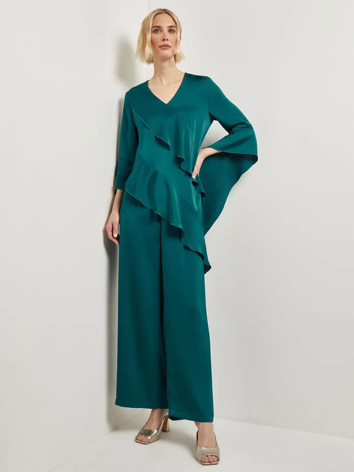 Misook Asymmetrical Ruffle Blouse 8211 Crepe De Chine Women Tops and Tees