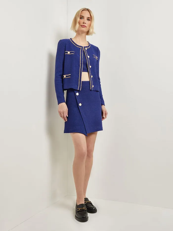 Misook Braided Trim Boucle Knit Jacket Women Jackets and Coats Misook Braided Trim Boucle Knit Jacket Women Jackets and Coats