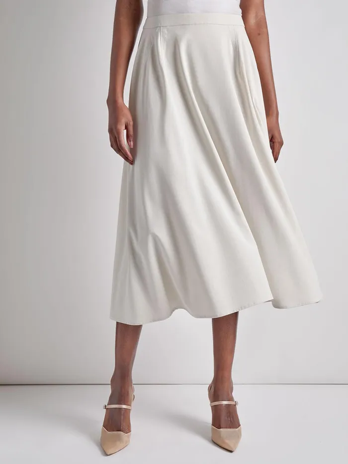 Misook Dart Detail Woven Full Midi Skirt Women Skirts