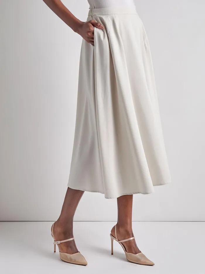 Misook Dart Detail Woven Full Midi Skirt Women Skirts