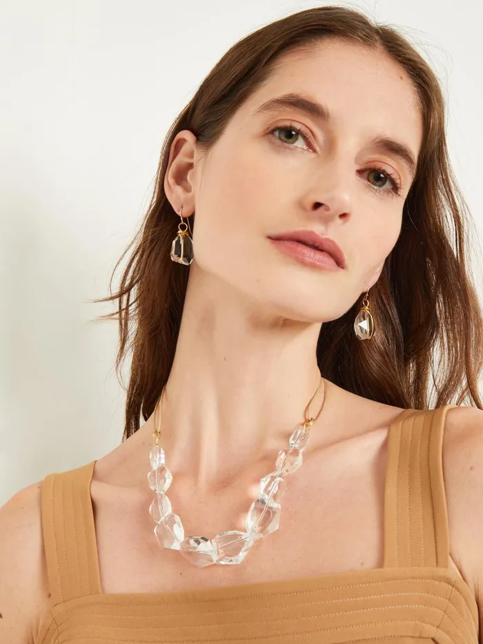 Misook Handmade Crystal Nugget Mixed Back Necklace Women Necklaces Misook Handmade Crystal Nugget Mixed Back Necklace Women Necklaces