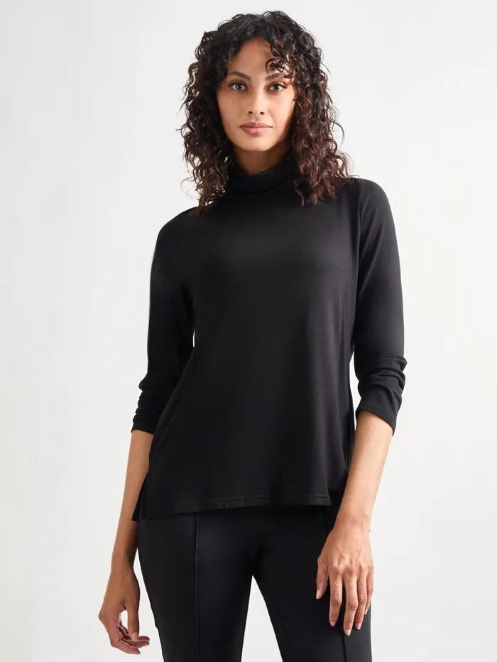 Misook Jersey Turtleneck Top Black Women Tops and Tees