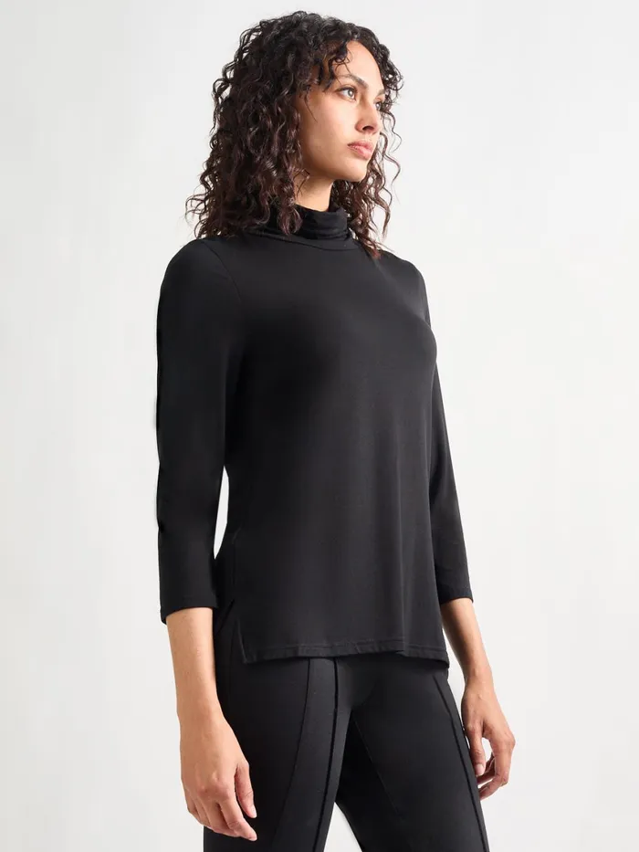 Misook Jersey Turtleneck Top Black Women Tops and Tees