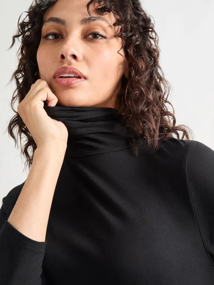 Misook Jersey Turtleneck Top Black Women Tops and Tees