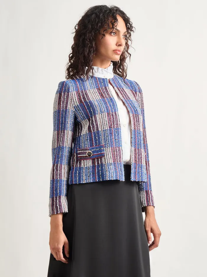 Misook Jewel Neck Tweed Jacket Women Jackets and Coats Misook Jewel Neck Tweed Jacket Women Jackets and Coats