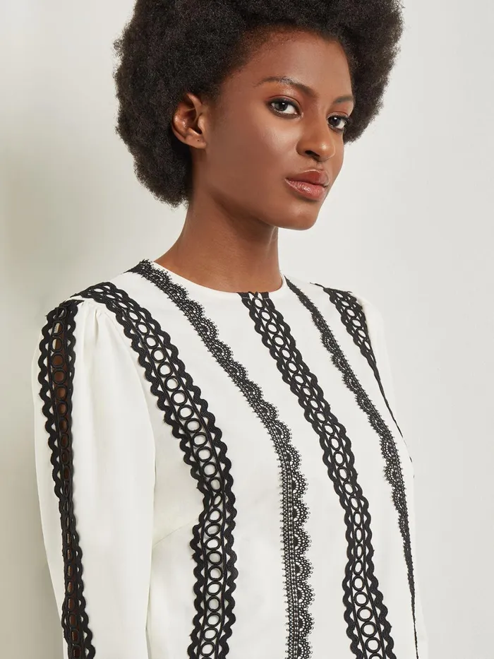 Misook Lace Applique Woven Blouse Women Blouses and Shirts Misook Lace Applique Woven Blouse Women Blouses and Shirts