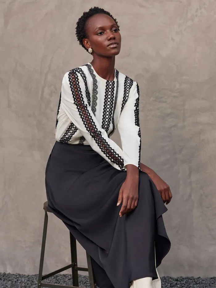 Misook Lace Applique Woven Blouse Women Blouses and Shirts Misook Lace Applique Woven Blouse Women Blouses and Shirts