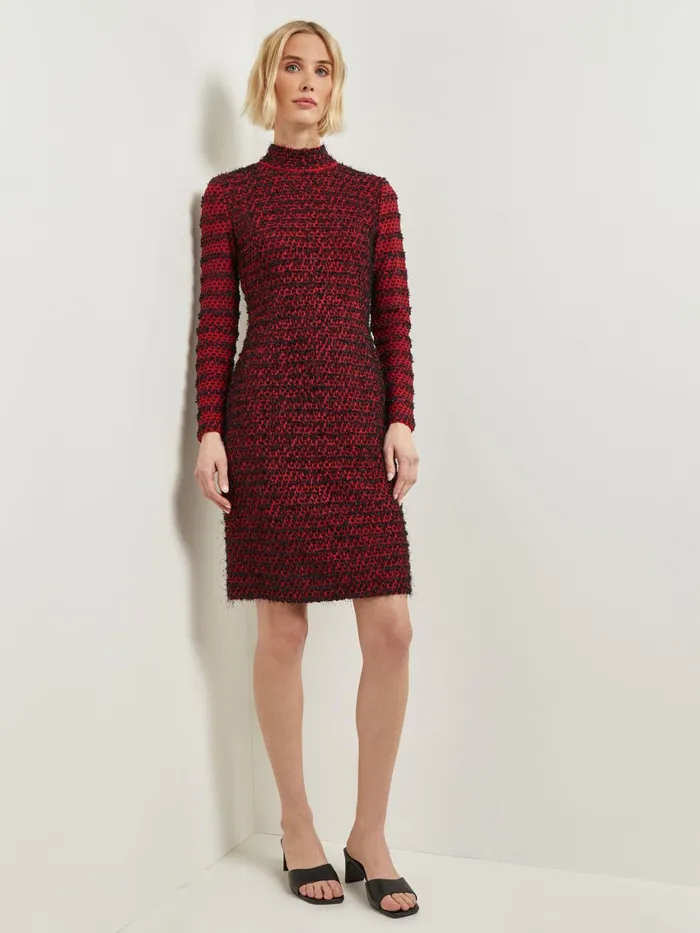 Misook Modern Fit TwoTone Eyelash Knit Sheath Dress Women Dresses