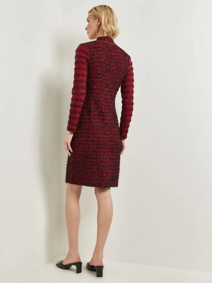 Misook Modern Fit TwoTone Eyelash Knit Sheath Dress Women Dresses