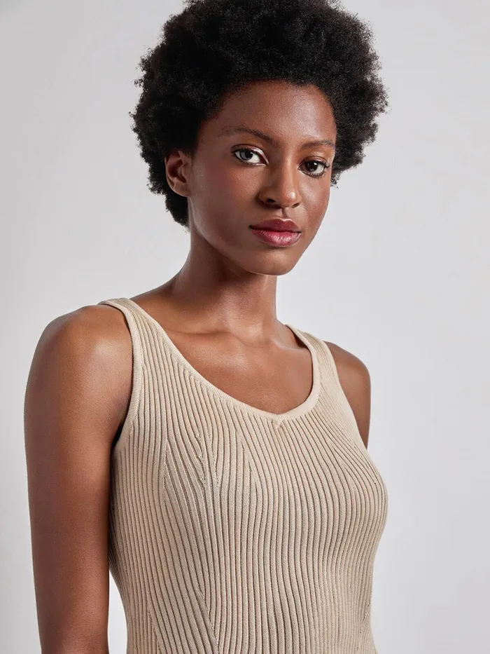 Misook Shaped Ribbed Knit VNeck Tank Women Tanks