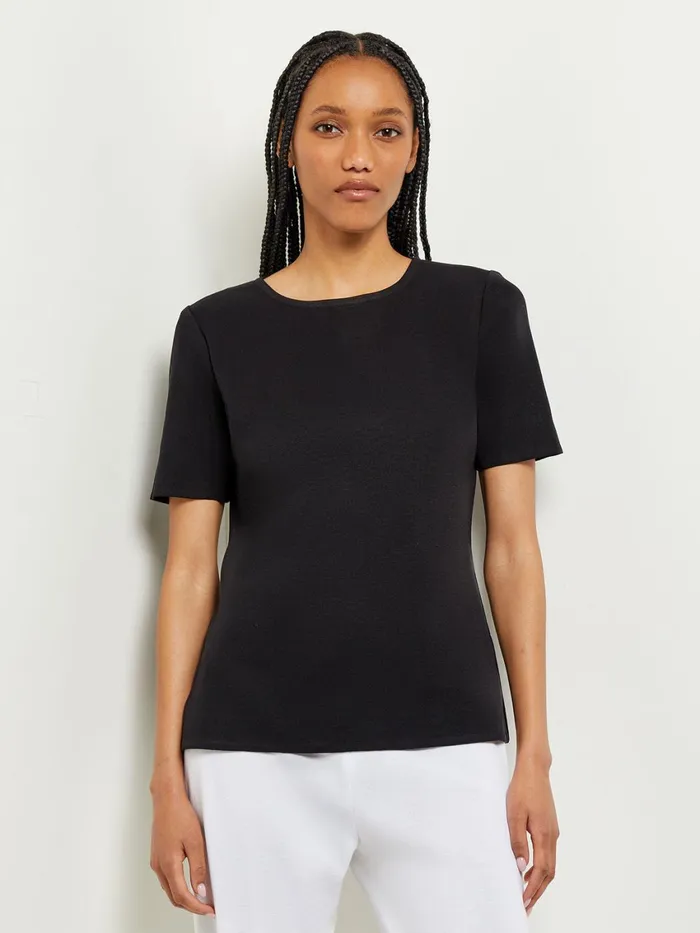 Misook Short Sleeve Knit Tunic Women Tops and Tees