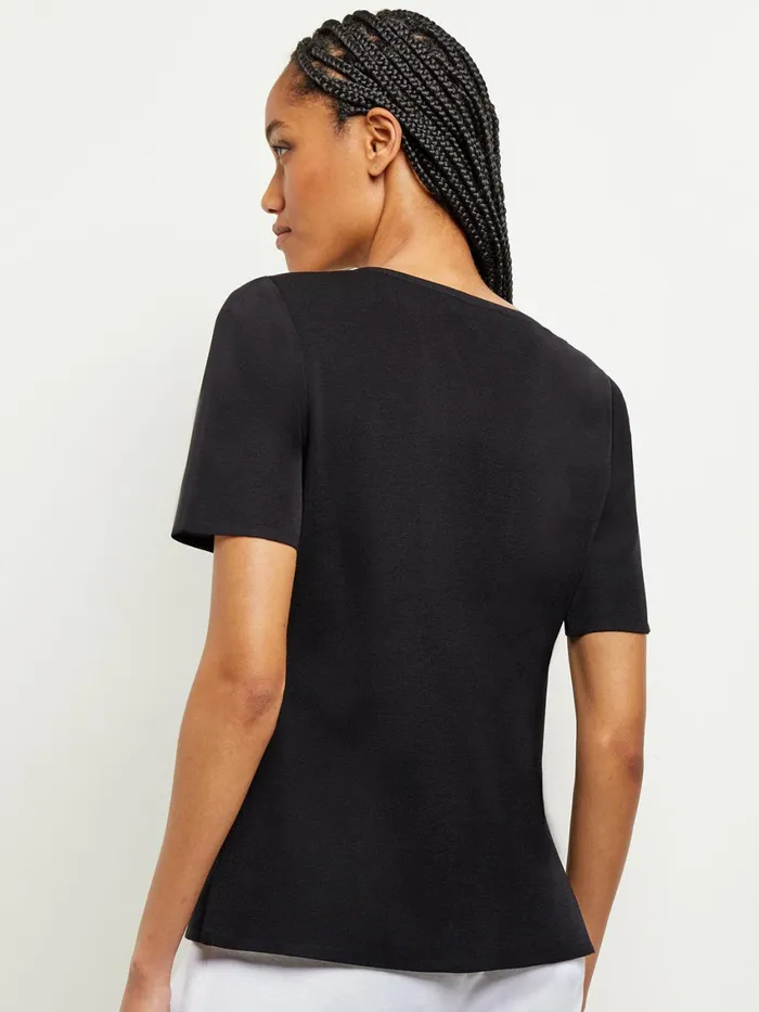 Misook Short Sleeve Knit Tunic Women Tops and Tees