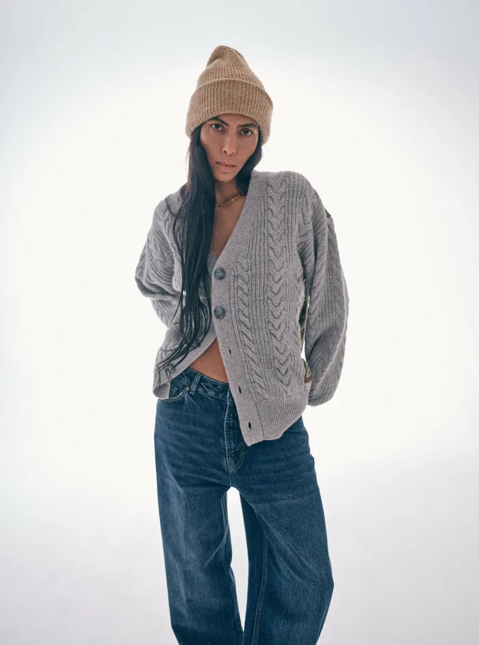 MMHRich Quilt Cardigan 8211 HEYANNO Grey Melange Knits MOS MOSH Women MMHRich Quilt Cardigan 8211 HEYANNO Grey Melange Knits MOS MOSH Women