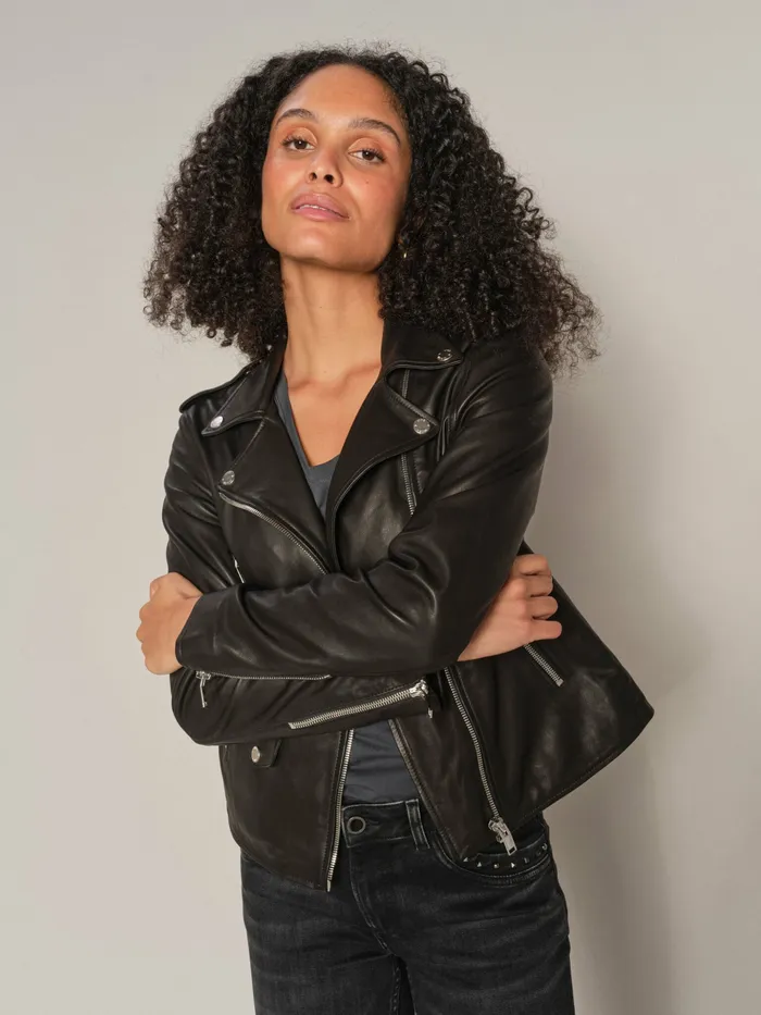 MMMitchel Mol Leather Jacket Black Women Jackets and Coats MOS MOSH MMMitchel Mol Leather Jacket Black Women Jackets and Coats MOS MOSH