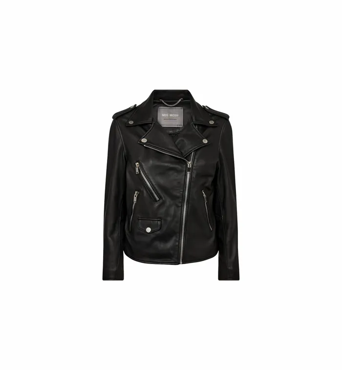 MMMitchel Mol Leather Jacket Black Women Jackets and Coats MOS MOSH MMMitchel Mol Leather Jacket Black Women Jackets and Coats MOS MOSH