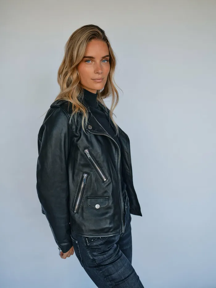MMMitchel Mol Leather Jacket Black Women Jackets and Coats MOS MOSH MMMitchel Mol Leather Jacket Black Women Jackets and Coats MOS MOSH