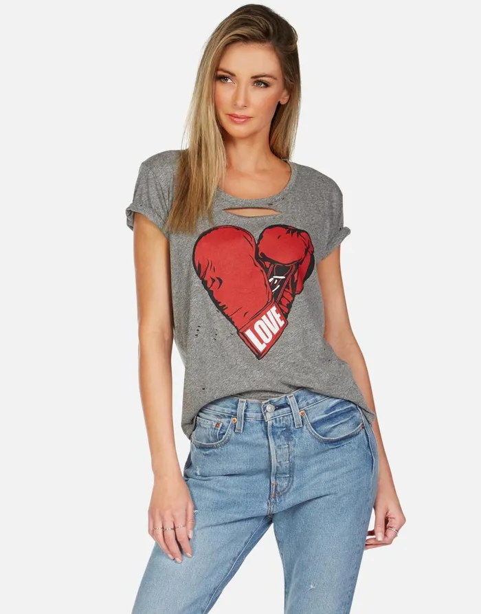 Myra Love Boxing Heather Grey Women039s Lauren Moshi Short Sleeve