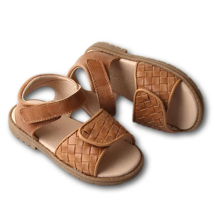 Nisolo Baby Toddler and Kids Shoes Women Woven Hard Sole Sandal Walnut Walnut