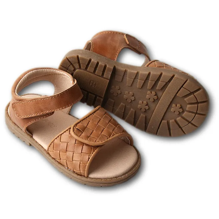 Nisolo Baby Toddler and Kids Shoes Women Woven Hard Sole Sandal Walnut Walnut