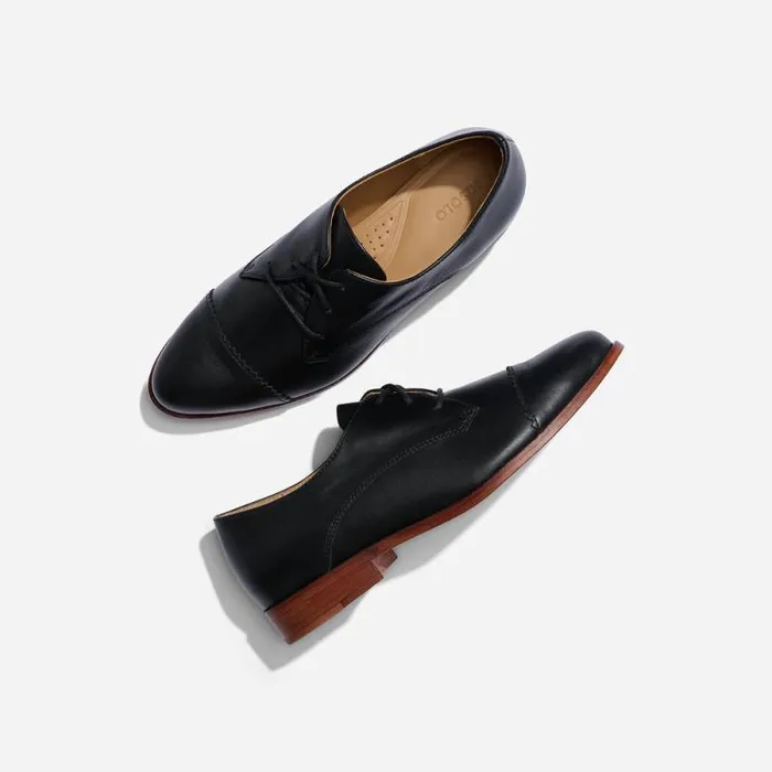Nisolo Flats and Slip Ons Women Emilia Cap Toe Oxford Black Nisolo Flats and Slip Ons Women Emilia Cap Toe Oxford Black