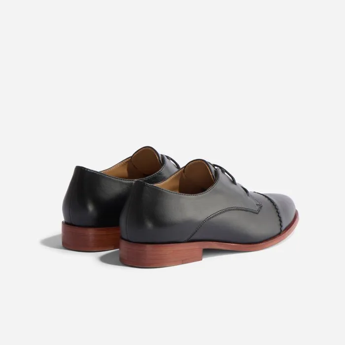 Nisolo Flats and Slip Ons Women Emilia Cap Toe Oxford Black Nisolo Flats and Slip Ons Women Emilia Cap Toe Oxford Black