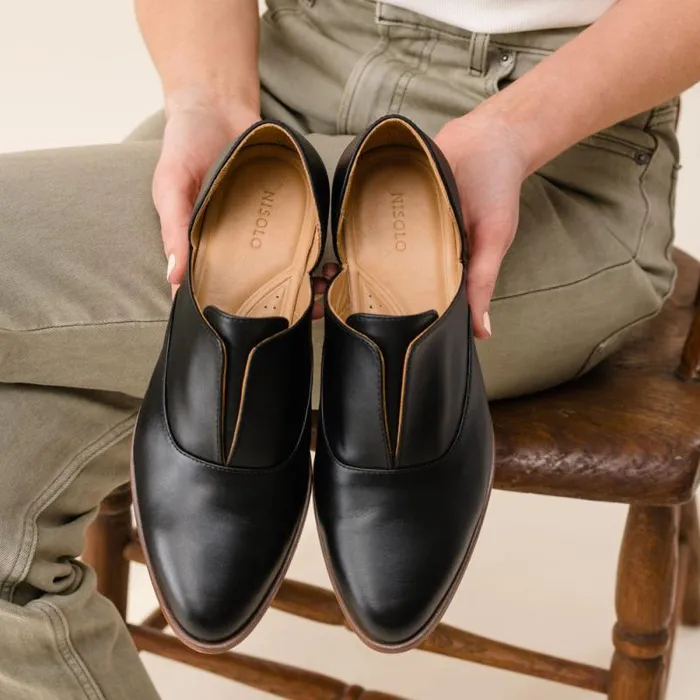 Nisolo Flats and Slip Ons Women Emma D039Orsay Oxford 20 Black Nisolo Flats and Slip Ons Women Emma D039Orsay Oxford 20 Black