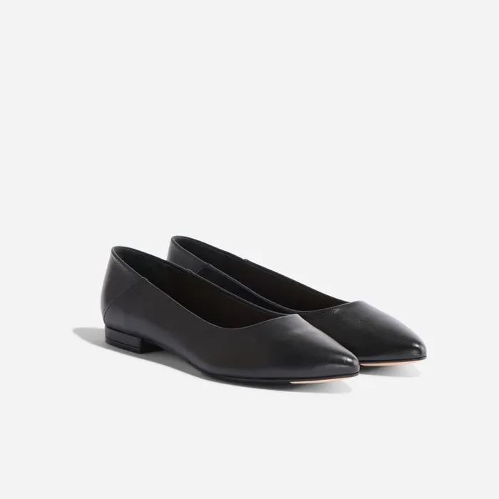 Nisolo Flats and Slip Ons Women Fina Pointed Toe Flat Black