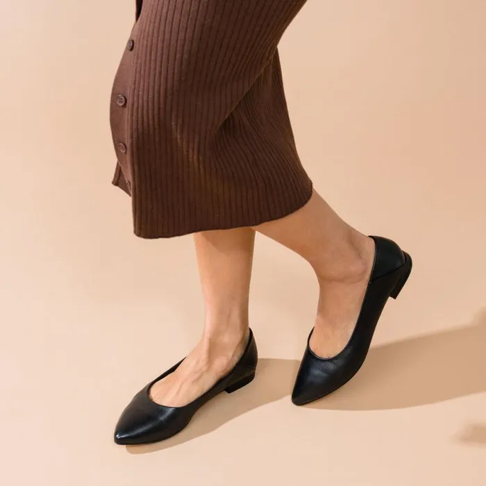 Nisolo Flats and Slip Ons Women Fina Pointed Toe Flat Black Nisolo Flats and Slip Ons Women Fina Pointed Toe Flat Black