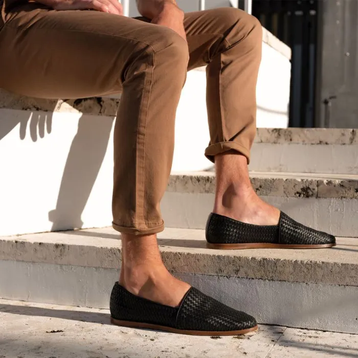 Nisolo Sandals and Slip Ons Men Alejandro Woven Slip On 20 Woven Black