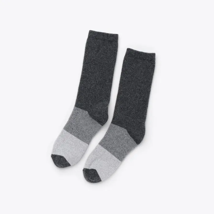 Nisolo Socks Women Cushion Crew Hiker Sock Charcoal Colorblock