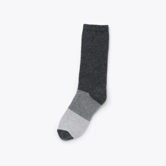 Nisolo Socks Women Cushion Crew Hiker Sock Charcoal Colorblock