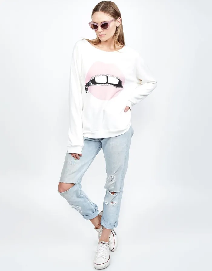 Noleta Pink Foil Zipper Mouth Milk Women039s Lauren Moshi Long Sleeve