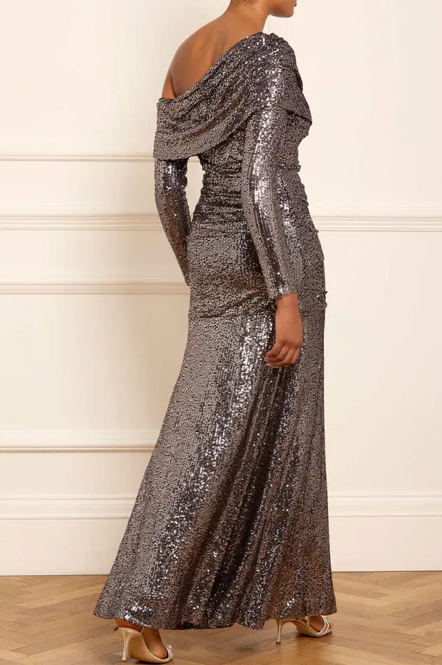 Nova OneShoulder Ankle Gown Grey Women Needle and Thread Dresses