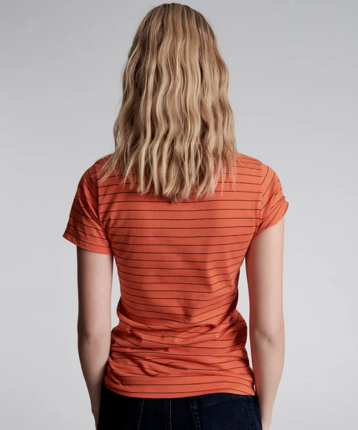 One Teaspoon Basic Tees BOWER BIRD EMBROIDERED LOGO FITTED TEE ORANGE 8211 Women One Teaspoon Basic Tees BOWER BIRD EMBROIDERED LOGO FITTED TEE ORANGE 8211 Women