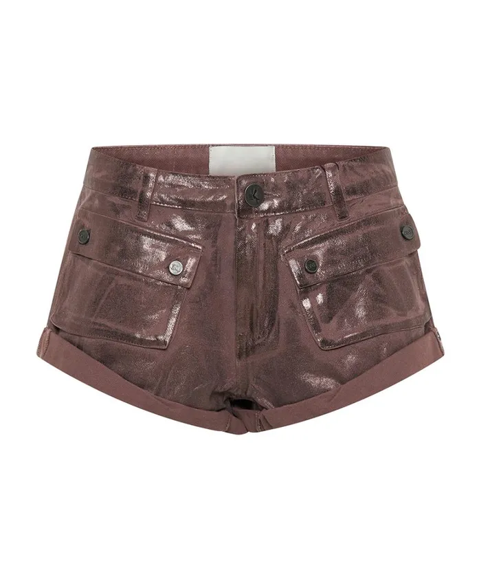 One Teaspoon Bottoms BRONZED CHOCOLATE CADET BANDIT LOW WAIST DENIM SHORTS 8211 Women One Teaspoon Bottoms BRONZED CHOCOLATE CADET BANDIT LOW WAIST DENIM SHORTS 8211 Women
