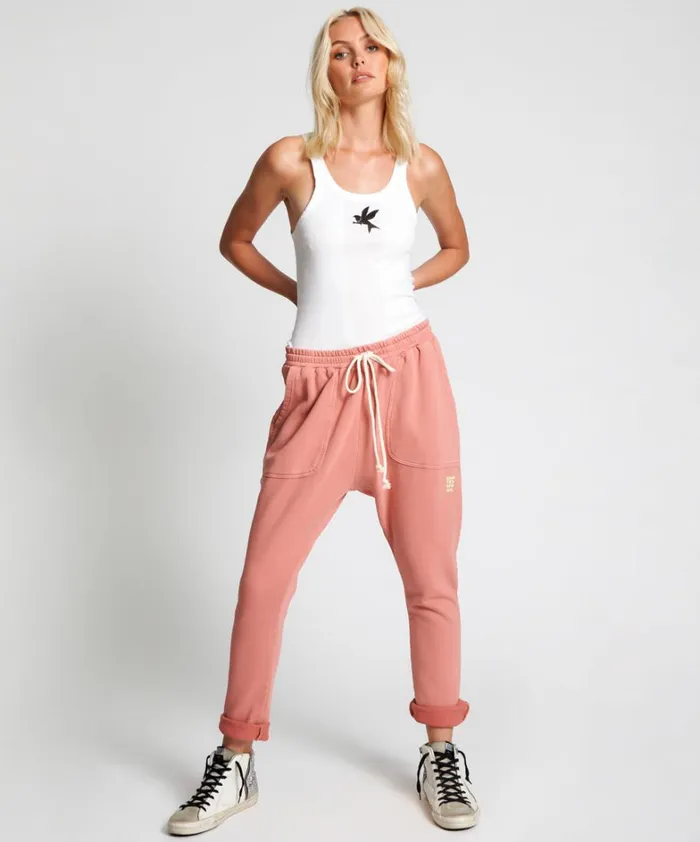 One Teaspoon Bottoms WORN PINK CARGO SWEAT PANTS 8211 Women