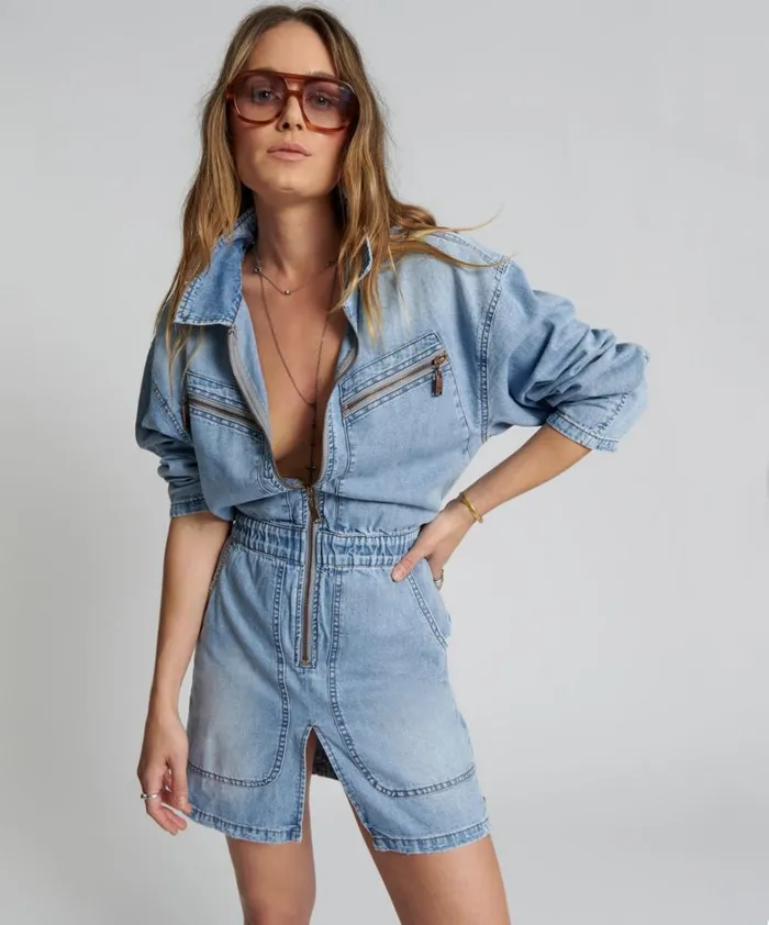 One Teaspoon Denim Dresses OCEAN CHAMBRAY OLIVIA DRESS 8211 Women