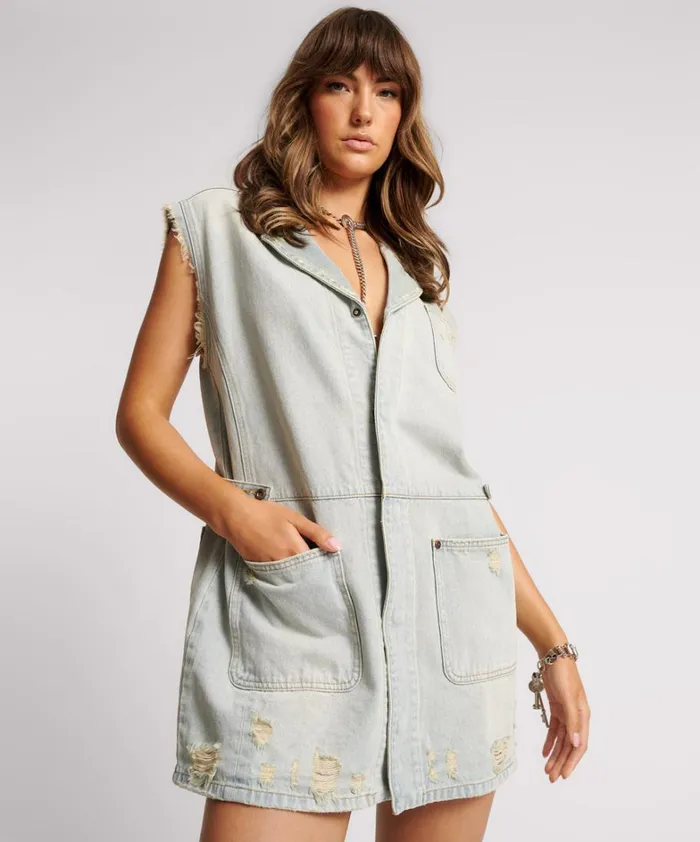One Teaspoon Denim Dresses OLD WEST PALISADES DENIM DRESS 8211 Women