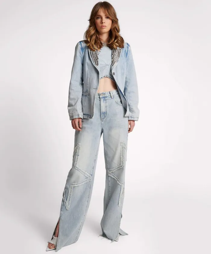 One Teaspoon Denim Jackets DIAMONDE STUDDED DENIM BLAZER 8211 Women One Teaspoon Denim Jackets DIAMONDE STUDDED DENIM BLAZER 8211 Women