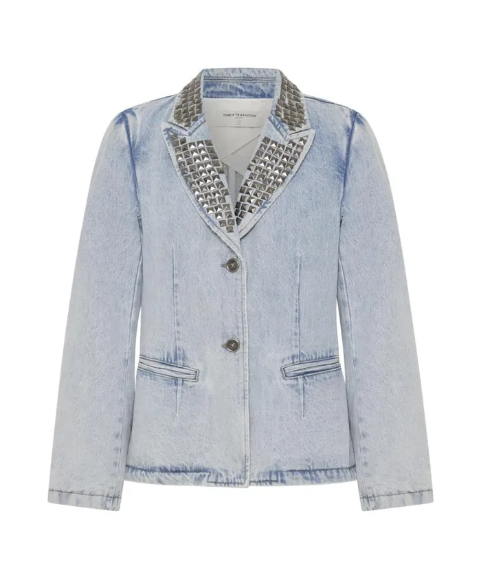 One Teaspoon Denim Jackets DIAMONDE STUDDED DENIM BLAZER 8211 Women One Teaspoon Denim Jackets DIAMONDE STUDDED DENIM BLAZER 8211 Women