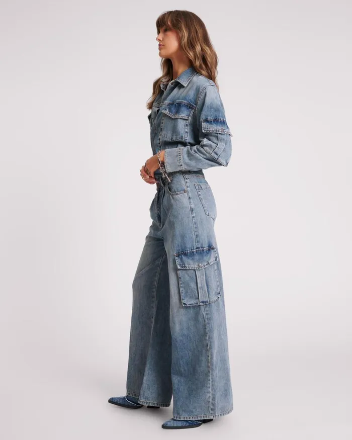 One Teaspoon Denim Jumpsuits BLUE BLOSSOM CARGO TRUCKER OVERALL 8211 Women One Teaspoon Denim Jumpsuits BLUE BLOSSOM CARGO TRUCKER OVERALL 8211 Women