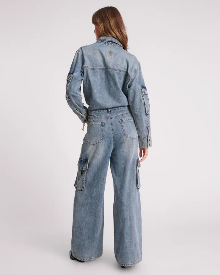 One Teaspoon Denim Jumpsuits BLUE BLOSSOM CARGO TRUCKER OVERALL 8211 Women One Teaspoon Denim Jumpsuits BLUE BLOSSOM CARGO TRUCKER OVERALL 8211 Women