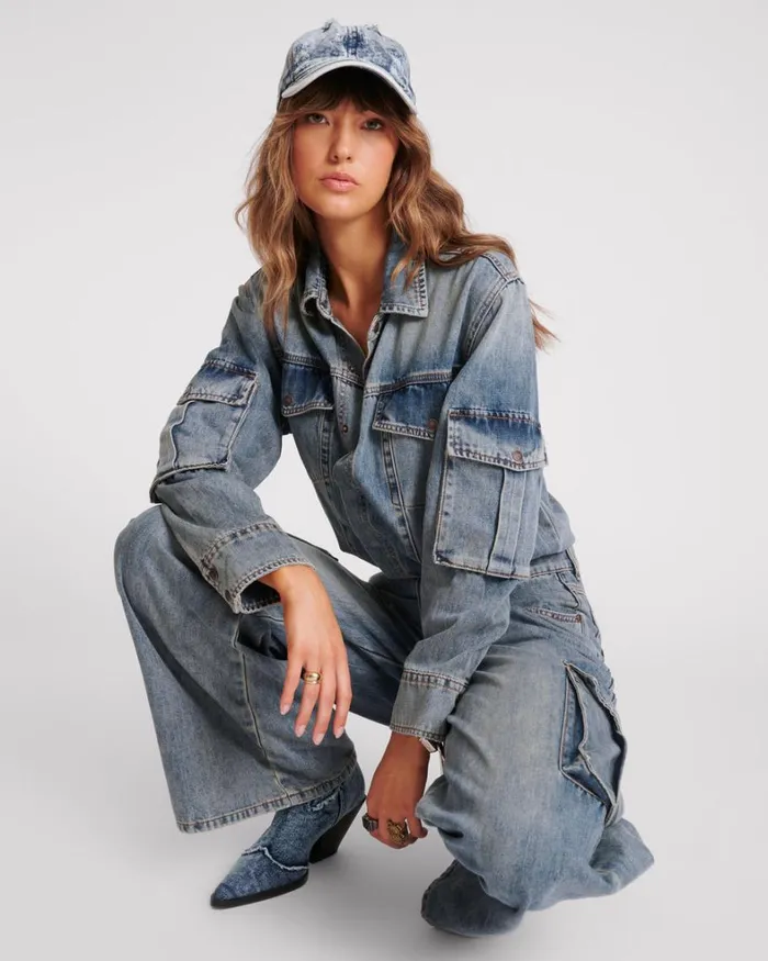 One Teaspoon Denim Jumpsuits BLUE BLOSSOM CARGO TRUCKER OVERALL 8211 Women One Teaspoon Denim Jumpsuits BLUE BLOSSOM CARGO TRUCKER OVERALL 8211 Women