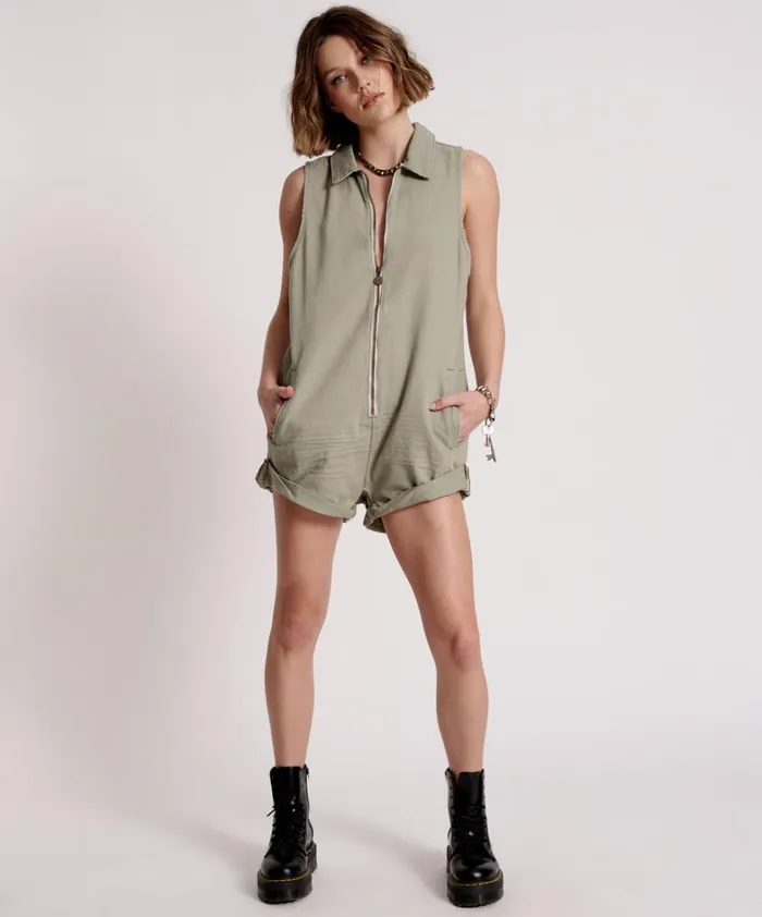 One Teaspoon Denim Jumpsuits FADED KHAKI MINI BRAXTON JUMPSUIT 8211 Women One Teaspoon Denim Jumpsuits FADED KHAKI MINI BRAXTON JUMPSUIT 8211 Women