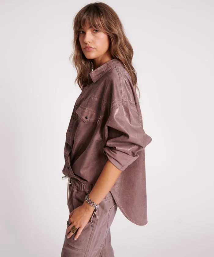 One Teaspoon Denim Shirts BRONZED CHOCOLATE WESTERN DARIA SHACKET 8211 Women One Teaspoon Denim Shirts BRONZED CHOCOLATE WESTERN DARIA SHACKET 8211 Women