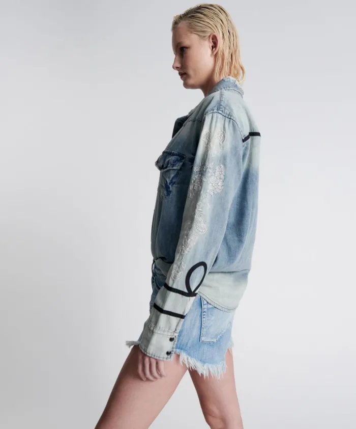 One Teaspoon Denim Shirts WOLFGANG EMBROIDERED WESTERN SHIRT 8211 Women One Teaspoon Denim Shirts WOLFGANG EMBROIDERED WESTERN SHIRT 8211 Women
