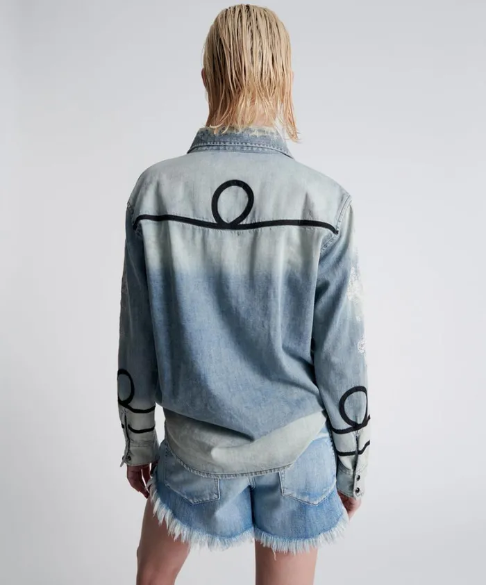 One Teaspoon Denim Shirts WOLFGANG EMBROIDERED WESTERN SHIRT 8211 Women One Teaspoon Denim Shirts WOLFGANG EMBROIDERED WESTERN SHIRT 8211 Women