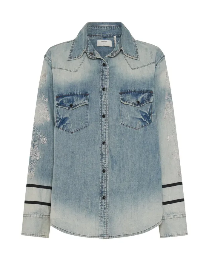 One Teaspoon Denim Shirts WOLFGANG EMBROIDERED WESTERN SHIRT 8211 Women One Teaspoon Denim Shirts WOLFGANG EMBROIDERED WESTERN SHIRT 8211 Women