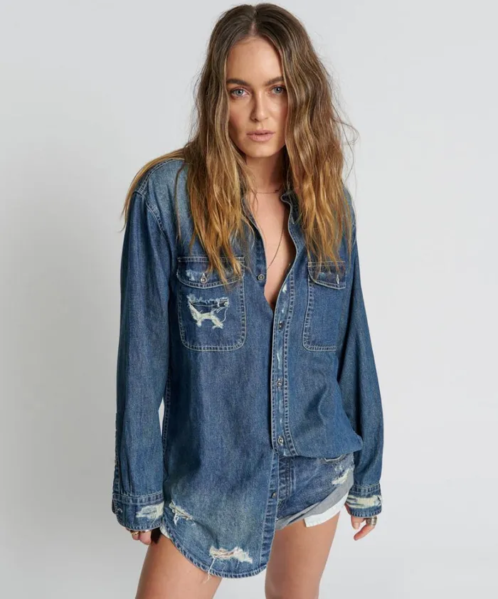 One Teaspoon Denim Tops USED BLUE CLASSIC EVERYDAY DENIM SHIRT 8211 Women One Teaspoon Denim Tops USED BLUE CLASSIC EVERYDAY DENIM SHIRT 8211 Women