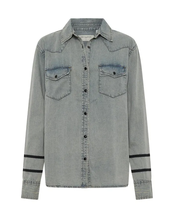 One Teaspoon Denim Tops ZEPPELIN DENIM WESTERN SHIRT 8211 Women One Teaspoon Denim Tops ZEPPELIN DENIM WESTERN SHIRT 8211 Women
